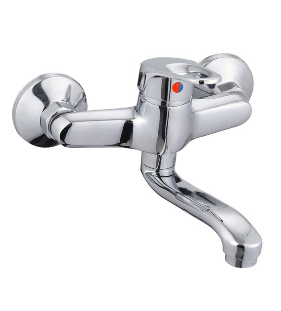 Bateria zlewozmywakowa, kuchenna, do zlewu ścienna, z ruchomą wylewką długość 20 cm CHROM AZUL DURO ARKA