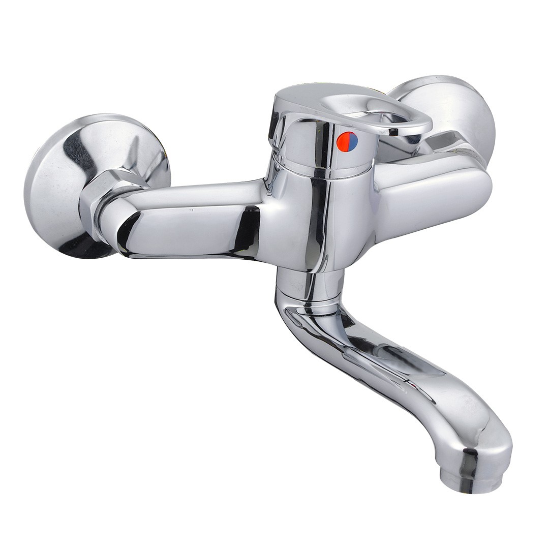 Bateria zlewozmywakowa, kuchenna, do zlewu ścienna, z ruchomą wylewką długość 20 cm CHROM AZUL DURO ARKA