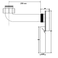 MCALPINE Syfon podtynkowy 11/4 x50mm z przedłużką 250mm CHROM
