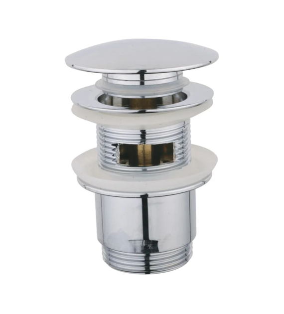 Korek KLIK-KLAK okrągły, duży, mosiężny, z przelewem, z tuleją mosięzną, 1 1/4”, Dn 66 mm DURO ARKA