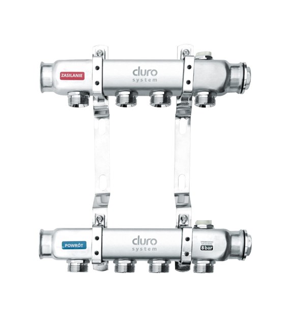 Rozdzielacz do instalacji CO ze stali nierdzewnej INOX 4-obwody DURO SYSTEM ARKA