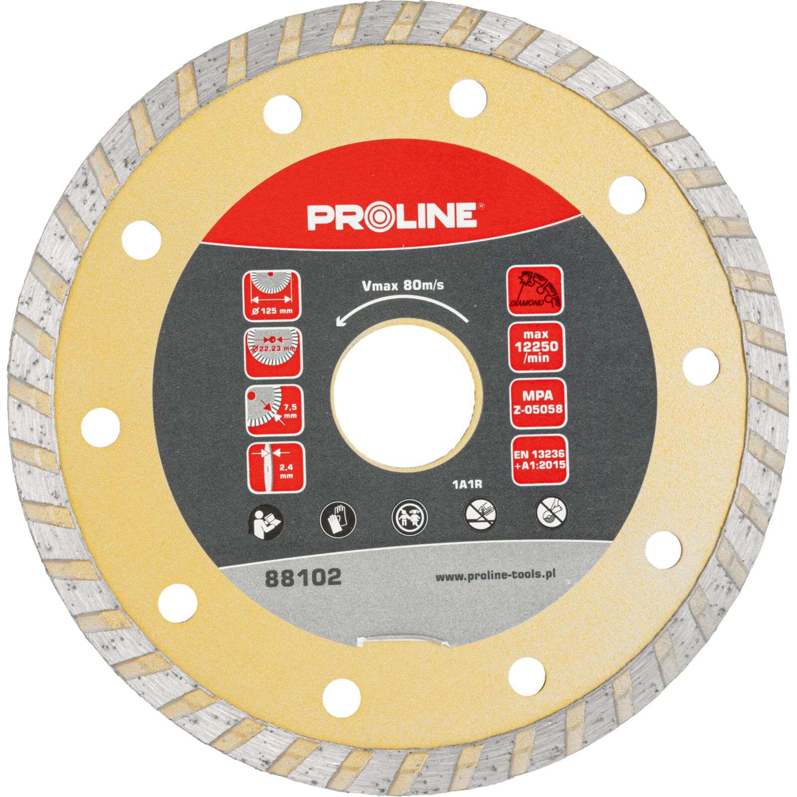 Tarcza diamentowa Super Turbo (materiały budowane) 125x2,4x7,5x22,23 PROLINE
