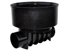 Kineta PP 425x160 przelotowa typ 1, do rury wznoszącej korugowanej 425mm oraz rury wlotowej gładkiej 160mm, z uszczelką, kolor czarny (Basic 425) WAVIN