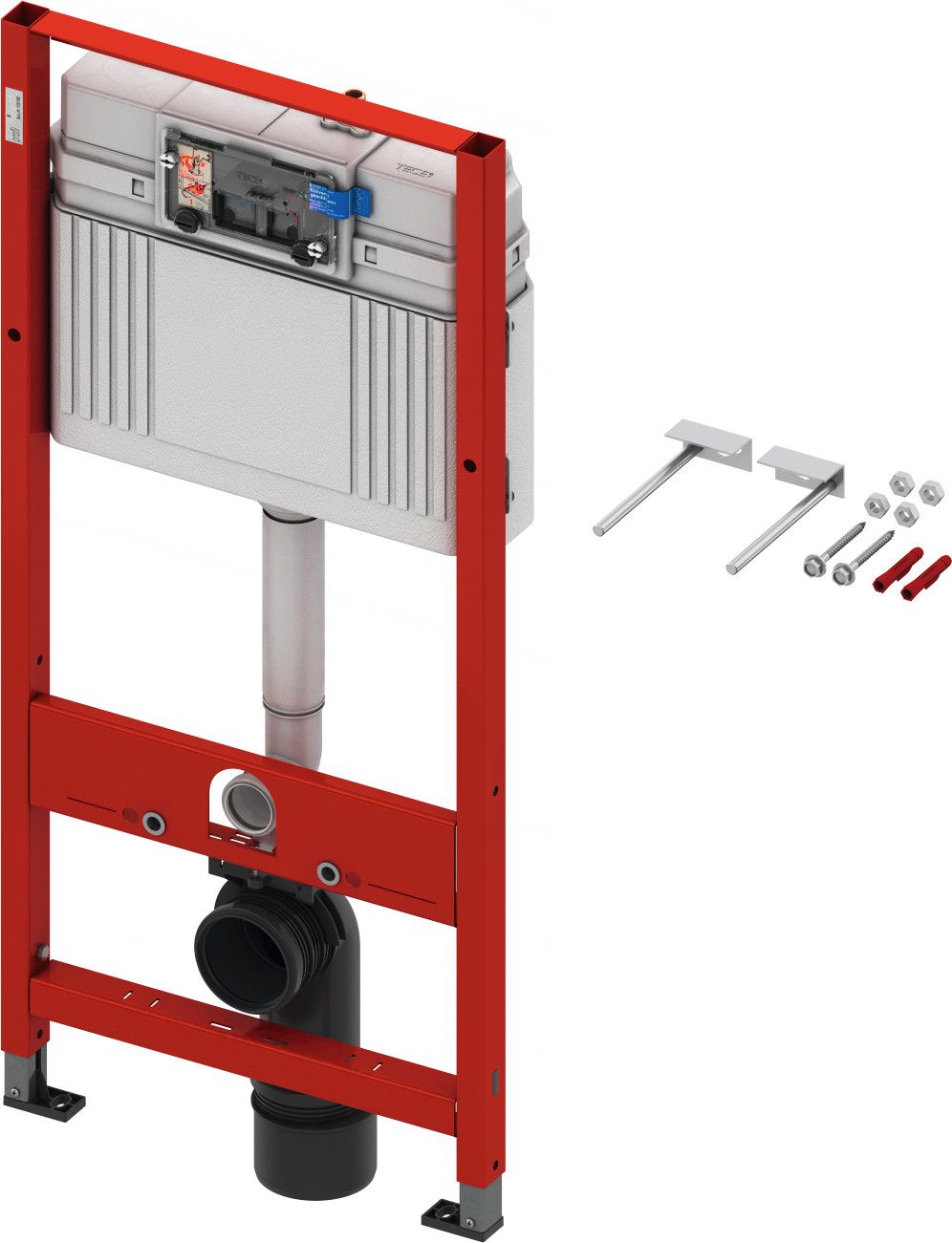 Stelaż do WC podtynkowy TECEbase ze spłuczką podtynkową uruchamianą z przodu 500 x 1120 x 150 mm w komplecie: mocowania TECE