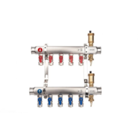 Rozdzielacz grzejnikowy BASE INOX z zaworami PEX K2MINI PLUS-5 G1”-G3/4” 5 obwodów VALVEX