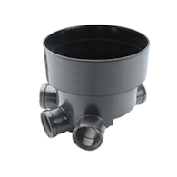 Kineta PP 425x200 zbiorcza 45st. typ 2, do rury wznoszącej korugowanej 425mm oraz rury wlotowej gładkiej 200mm, z uszczelką, kolor czarny (Basic 425) 3045396