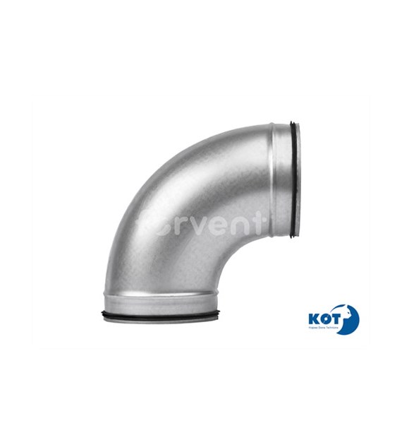 Łuk tłoczony ocynkowany, kolano DN125/90 z uszczelką FORVENT