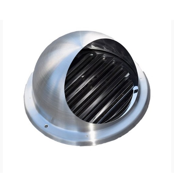 Czerpnia-wyrzutnia ścienna chromoniklowa z lamelami oraz okapnikiem fi 160 mm VENTS