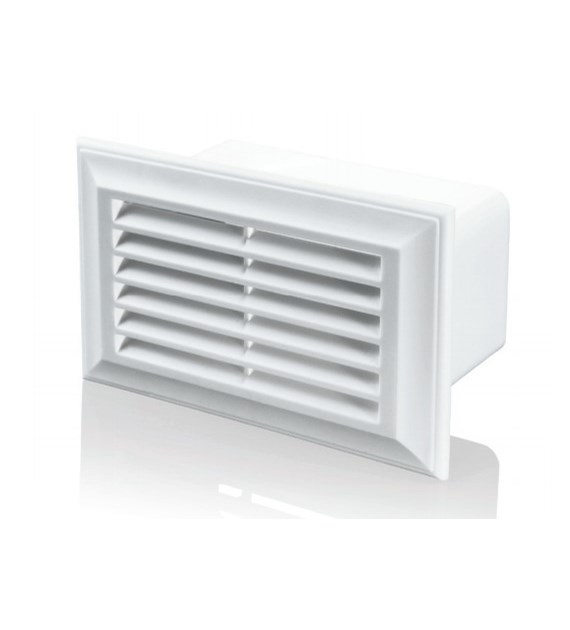 Kratka wentylacyjna z kołnierzem prostokątnym 204x60 mm, biała VENTIKA