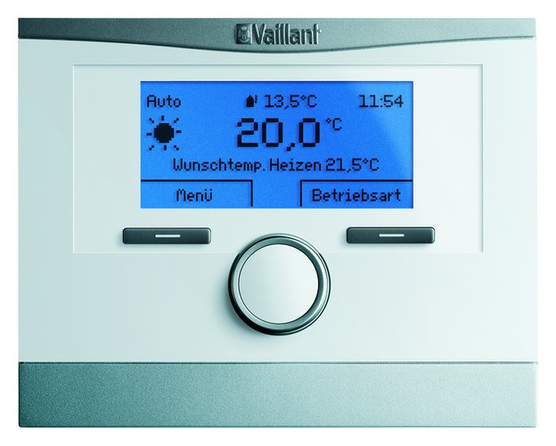 VR 91
Zdalne sterowanie do regulatora multiMATIC 700 za złączem eBUS, z wyświetlaczem i zegarem programującym tygodniowym. Moduł VR 70 umożliwia podłączenie 1 zdalnego sterowania, w przypadku modułu VR 71 można zastosować 2 VR 91