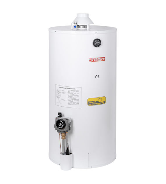 Podgrzewacz wody gazowy 80 l wiszący prawy, stal nierdzewna, moc 5,6 kW TERMICA