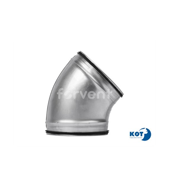 Łuk tłoczony, kolano DN125/45 ocynkowane z uszczelką FORVENT