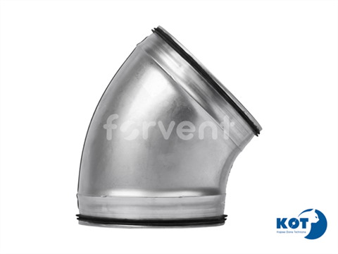 Łuk tłoczony, kolano DN 125 / 45 ocynkowane z uszczelką FORVENT