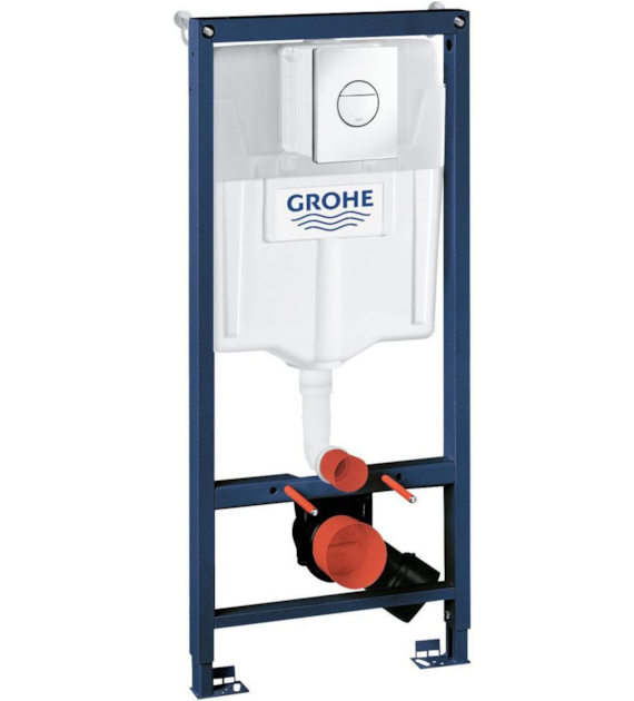 Stelaż do WC podtynkowy Rapid SL 3w1 z uniwersalną spłuczką do WC 6-9 l 500 x 1130 x 230 mm w komplecie: przycisk spłukujący Nova Cosmopolitan chrom 38765000, wsporniki mocujące 3855800M GROHE