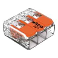 Złączka instalacyjna COMPACT 3-przewodowa z dźwigniami, do drutu i linki, 4 mm2, transparentna 221-413 WAGO