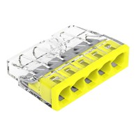 Złączka instalacyjna COMPACT 5-przewodowa do drutu, do 2,5 mm2, transparentna z żółtą pokrywą 2273-205 WAGO