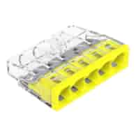 Złączka instalacyjna COMPACT 5-przewodowa do drutu, do 2,5 mm2, transparentna z żółtą pokrywą 2273-205 WAGO