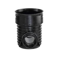 Kineta PP 425x160 przelotowa 0st. typ I, do rury wznoszącej korugowanej 425mm oraz rury wlotowej gładkiej 160mm, z uszczelką, kolor czarny (Tegra 425) WAVIN