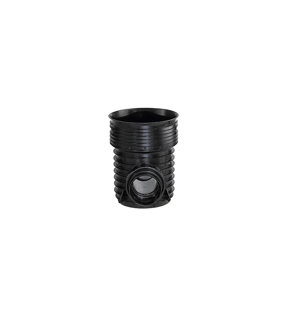 Kineta PP 425x160 przelotowa 0st. typ I, do rury wznoszącej korugowanej 425mm oraz rury wlotowej gładkiej 160mm, z uszczelką, kolor czarny (Tegra 425) WAVIN