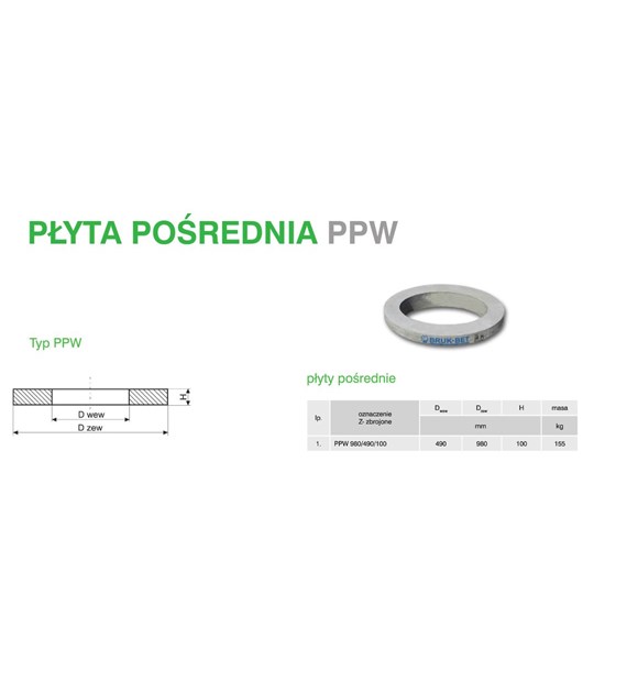 Płyta pośrednia PPW 980/500/100 na krąg fi 500