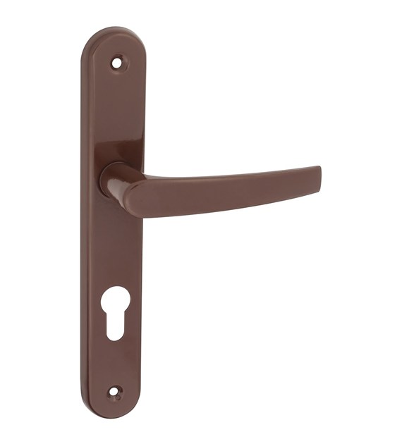 Klamka z długim szyldem do wkładki 72 METRO BRĄZ