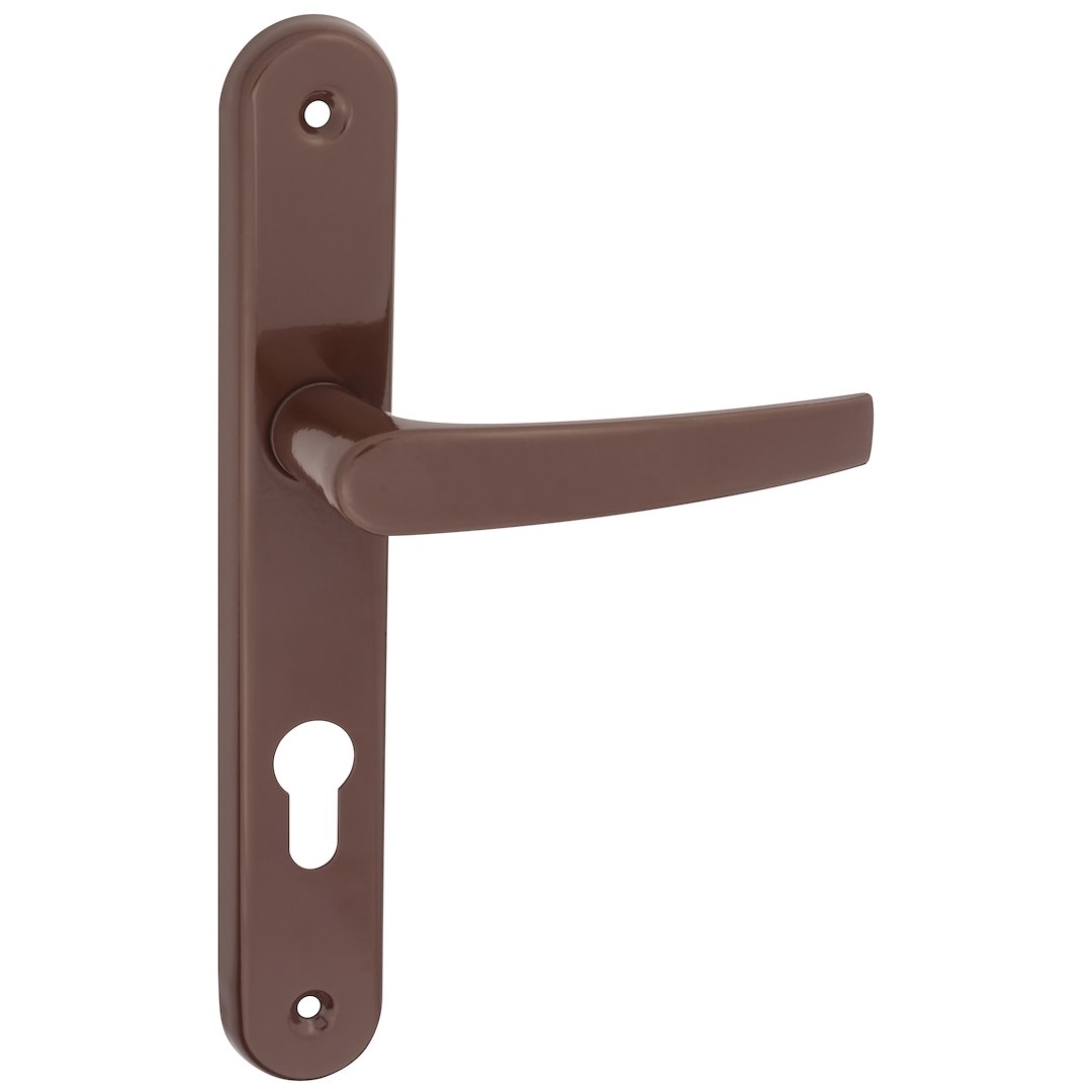 Klamka z długim szyldem do wkładki 72 METRO BRĄZ