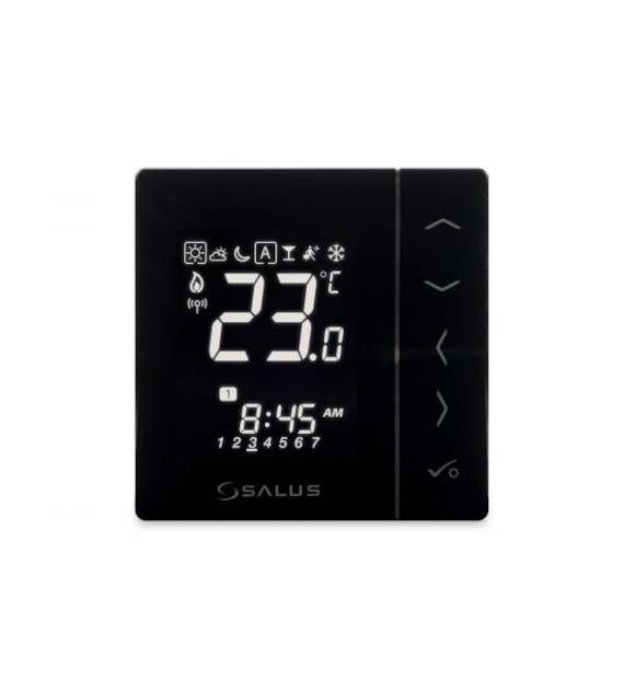 SALUS przewodowy, podtynkowy, cyfrowy regulator temperatury VS30B, tygodniowy, czarny, 230 V