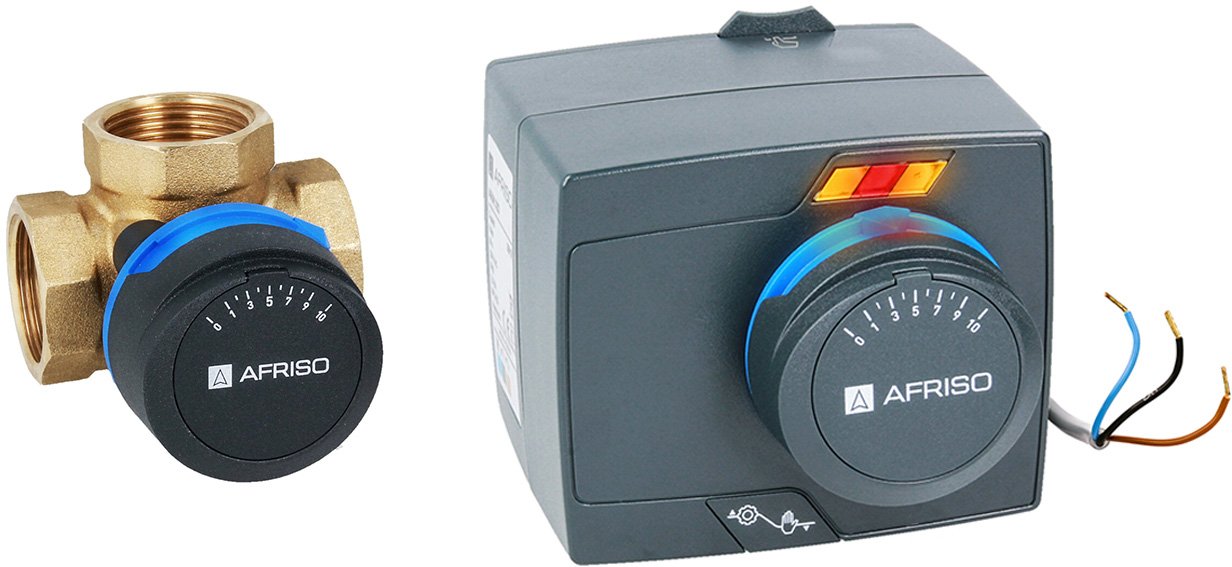 Zestaw regulacyjny ProClick: 3-drogowy obrotowy zawór mieszający ARV 386 ProClick, DN40, Rp1 1/2 , Kvs 25 + siłownik elektryczny ARM 343 ProClick