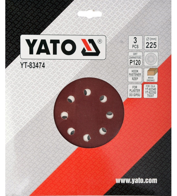 MET Krążek ścierny 225mm gr.120 YATO 3szt