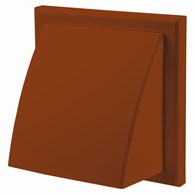Wylot ścienny 154x154 mm z zaworem zwrotnym, okapem i kołnierzem fi 150 mm, brązowy VENTIKA