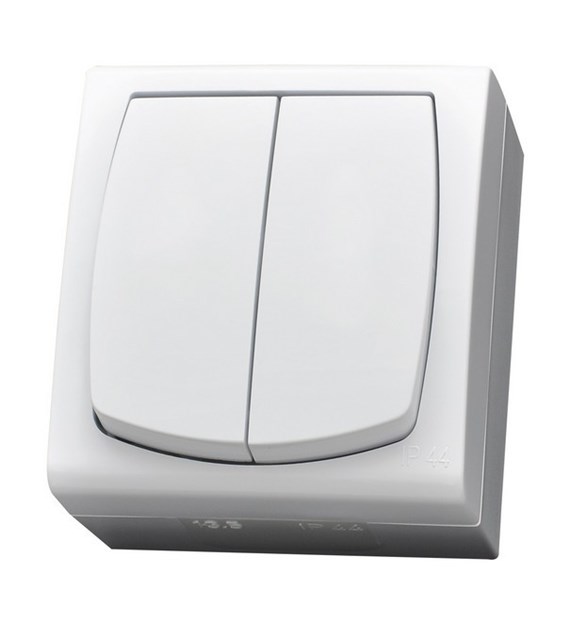 Łącznik podwójny świecznikowy nadtynkowy MADERA BIAŁY IP-44 OSPEL