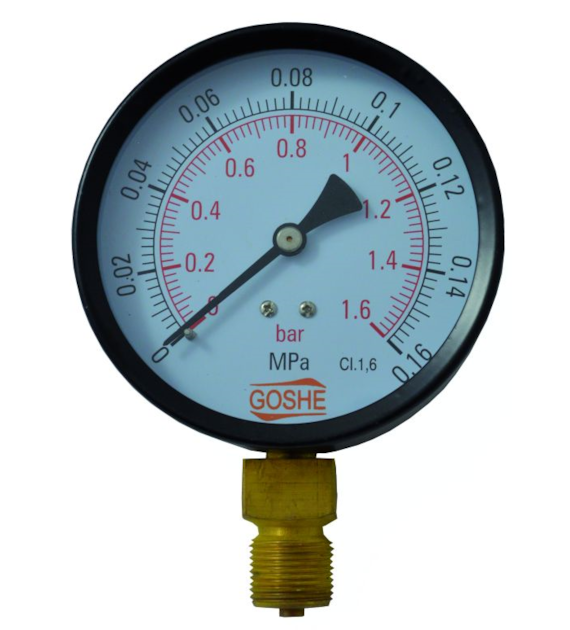 Manometr M 100 R 1,0 MPa (10 bar) podejście od dołu 1/4  GOSHE