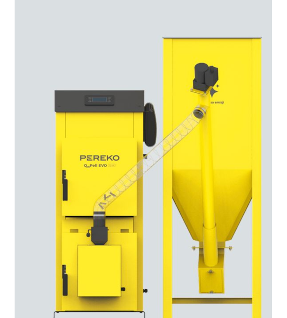 Kocioł, piec na pellet, pelet, peletowy QMPELL EVO 12 kW sterownik Ecomaxx 920P1 TOUCH PLUM PEREKO