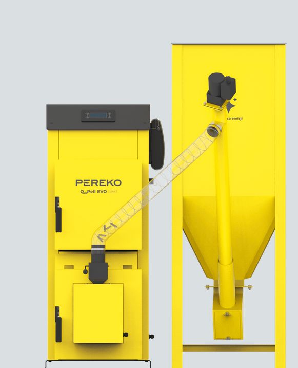 Kocioł, piec na pellet, pelet, peletowy QMPELL EVO 12 kW sterownik Ecomaxx 920P1 TOUCH PLUM PEREKO