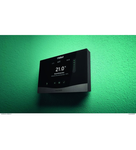 VR 92 f
Zdalne sterowanie do regulatora sensoCOMFORT 720 f, ze złączem eBUS, z wyświetlaczem dotykowymi zegarem programującym tygodniowym. W jednej instalacji możliwe podłączenie 2 modułów VR 92f