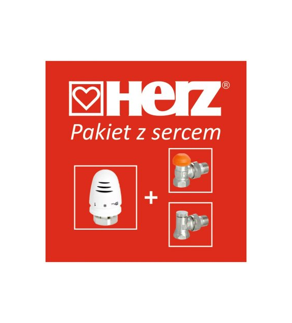 Pakiet przyłączeniowy katowy do grzejnika 1/2  głowica zawór zasilający + powrotny V762468 - HERZ