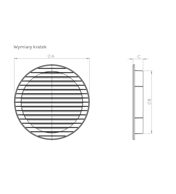 Kratka okrągła z siatką 100 szara, Średnica przednia 128 AIRROXY