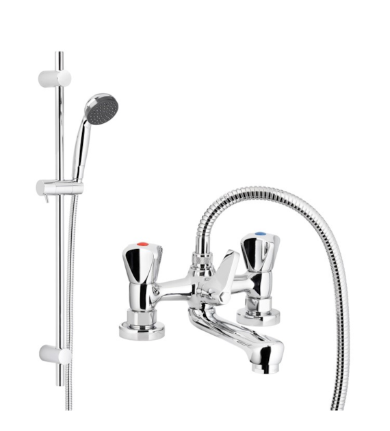 STANDARD BATERIA WANNOWA 2-OTWOROWA Z NATRYSKIEM PRZESUWNYM, CHROM KFA