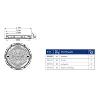 Właz żeliwny CO-600 25T STĄPORKÓW, żeliwo szare, wysokość 80mm