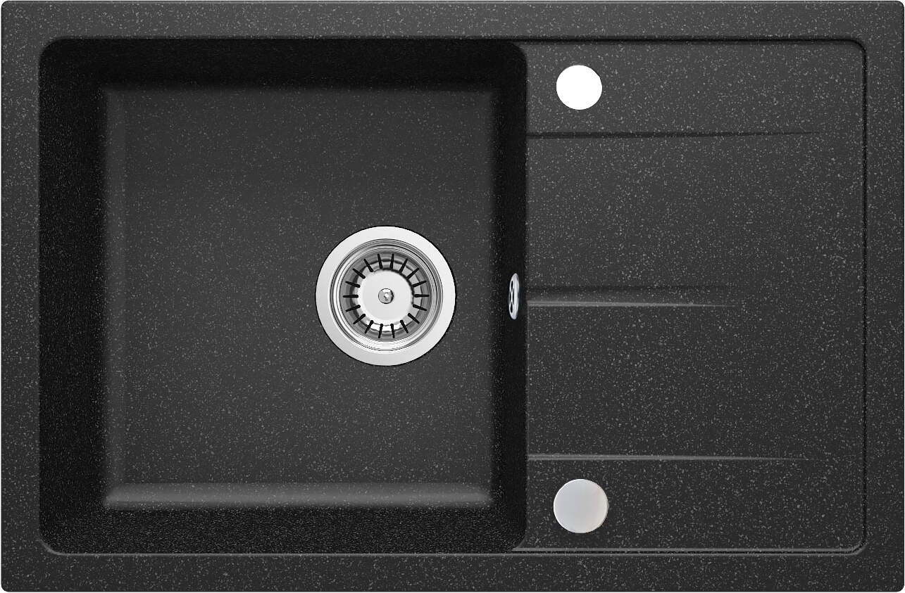ZLEW. LEDA GRAFITOWY GRANIT 1K Z/O 670x440x164, 3,5  + OSPRZĘT SPACE-SAVER
