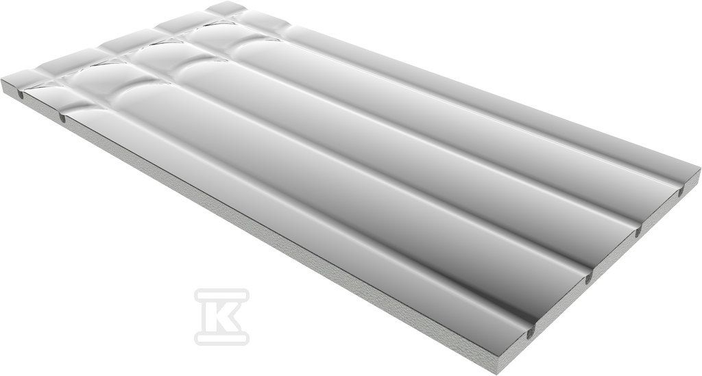 Płyta styropianowa do ogrzewania podłogowego z warstwą aluminium, element prosty z dwoma łukami, EPS300 1200x600x25 mm rozstaw 150mm ( SUCHA ZABUDOWA ) TIA