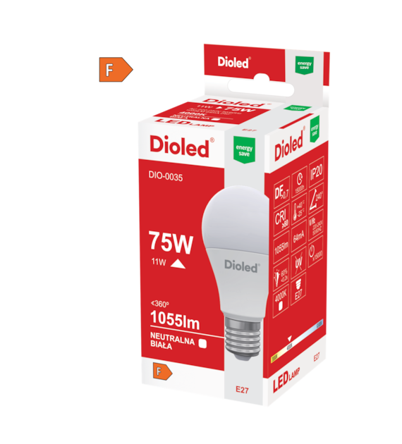 Żarówka LED E27 11W 4000K 1055lm neutralna DIOLED