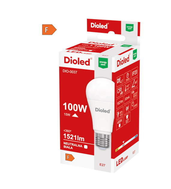 Żarówka LED A60 E27 15W 4000K DIO-0037