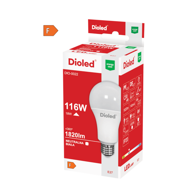 Żarówka LED A60 E27 18W 4000K