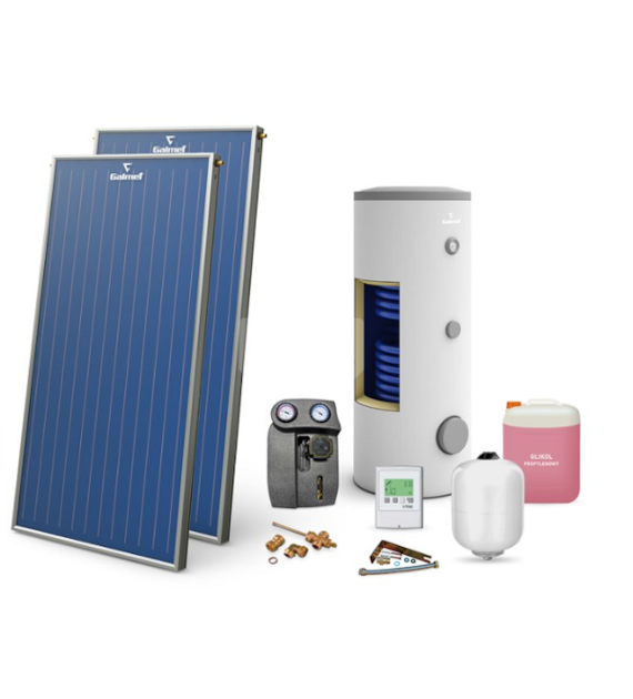 Zestaw solarny PREMIUM STANDARD 2XKSG 21 Premium GT, pakiet instalacyjny Cu, wymiennik c.w.u. SGW(S)B TOWER BIWAL 200 GALMET