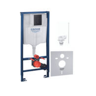 Stelaż do wc Rapid SL 5w1 dopływ wody z lewej/prawej lub z tyłu 230-145 mm 500 x 1130 x 130 mm w komplecie: stelaż podtynkowy 38528001, czarny przycisk spłukujący 156 x 197 mm 38732KF0, FLOW MANAGER reduktor przepływu wody 42593000, mata wygłuszająca 371