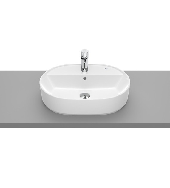GAP Umywalka nablatowa owalna 55x40 cm z otworem na baterię, z przelewem ROCA