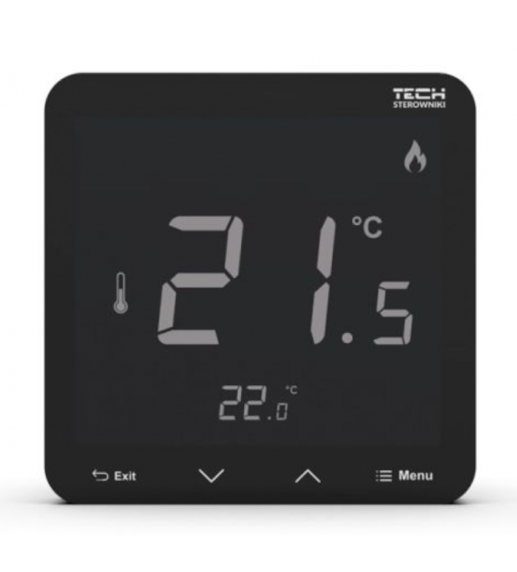 TECH Bezprzewodowy regulator pokojowy zasilany 230V dopuszkowy czarny R-8pz PLUS