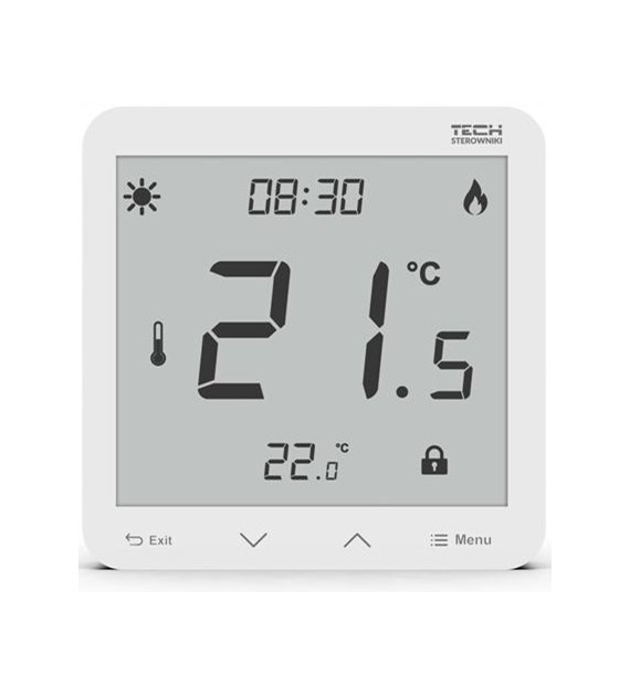 TECH Bezprzewodowy zasilany 230V regulator pokojowy dwustanowy (panel przedni ze szkła) biały ST-297z v2