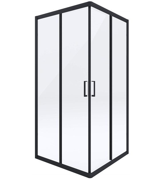 Kabina prysznicowa kwadratowa, SZKŁO TRANSPARENTNE, PROFIL CZARNY 90x90 cm bez brodzika, NERO DEANTE